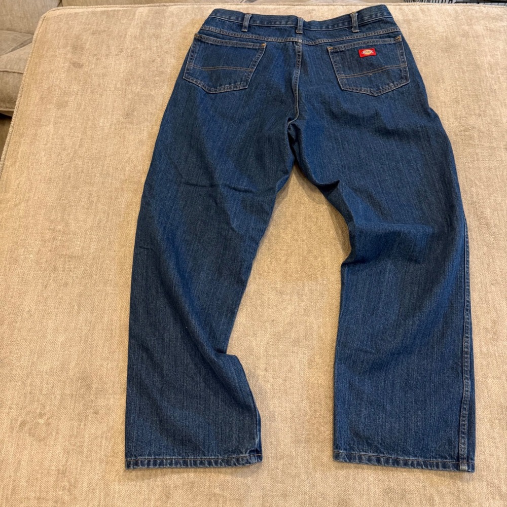 Dickies Mens Jeans 38x32 Dark Wash Straight Leg Cotton Work Pants - Picture 3 of 8